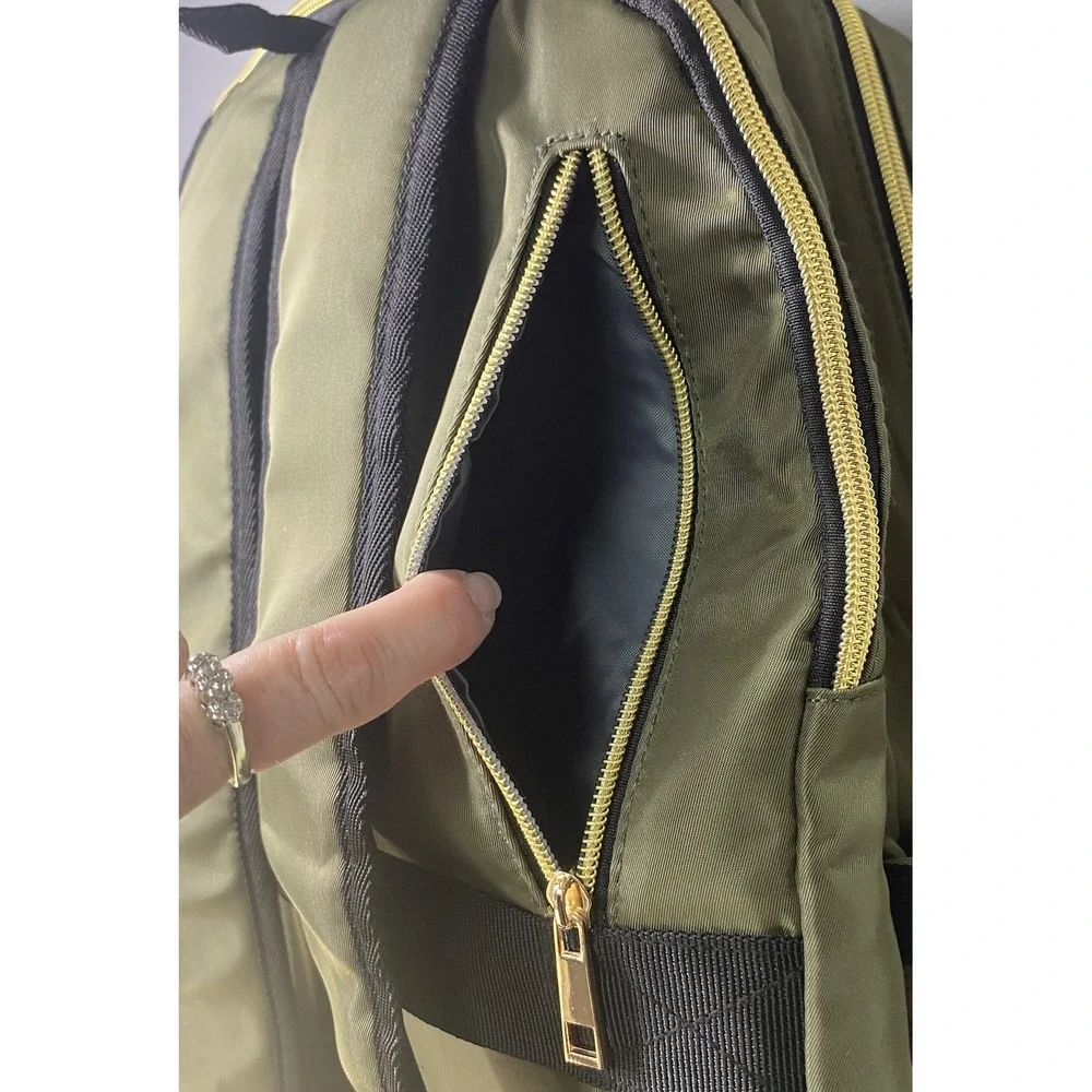 Kasibon Backpack W/Laptop Sleeve and USB Charging‎ Port Army Green NEW 16x14x6